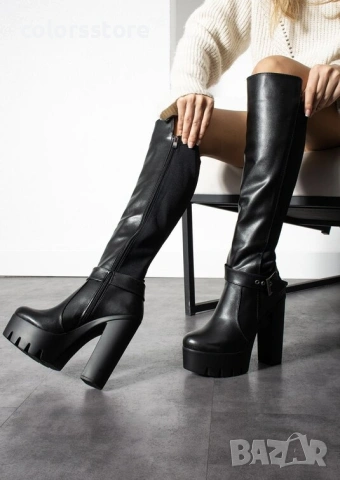Ботуши на ток - черна кожа - 105-19