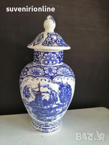 Стара ваза с капак холандски порцелан delft blu, снимка 1 - Вази - 40195362