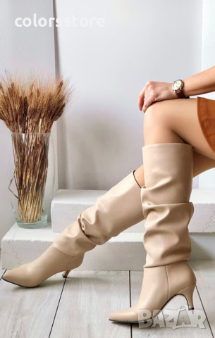 Ботуши на ток - бежова кожа - BR800