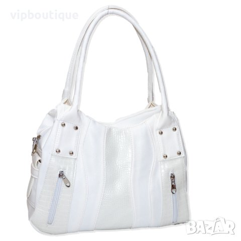Бяла кожена дамска чанта, снимка 1 - Чанти - 40394398