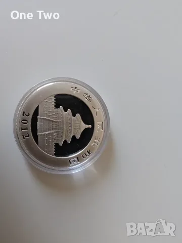 Сребърна монета, 1 oz Китайска панда 2012, 99.9% сребро, снимка 2 - Нумизматика и бонистика - 56208311