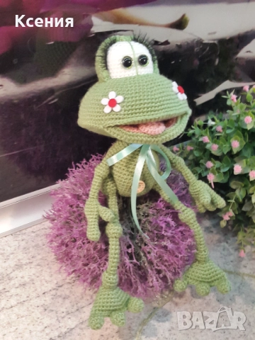 Плетена играчка Жаба, ръчно изработени, прекрасен подарък, снимка 3 - Плюшени играчки - 52063588