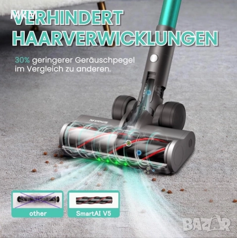 SmartAI V5 безкабелна прахосмукачка, 55 Kра/600 W/80минути , снимка 9 - Прахосмукачки - 52266027