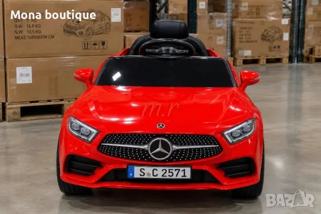 Червена акумулаторна кола Mercedes Benz CLS350 с кожена седалка 12V