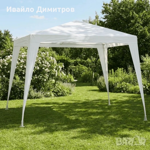 Градинска шатра - 3 x 3 м, полиетилен бяла, снимка 2 - Градински мебели, декорация  - 54331318