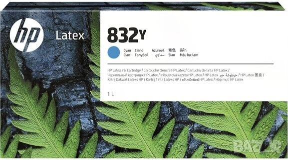 HP 832Y 1L Cyan Latex Ink Cartridge - 4UV06A