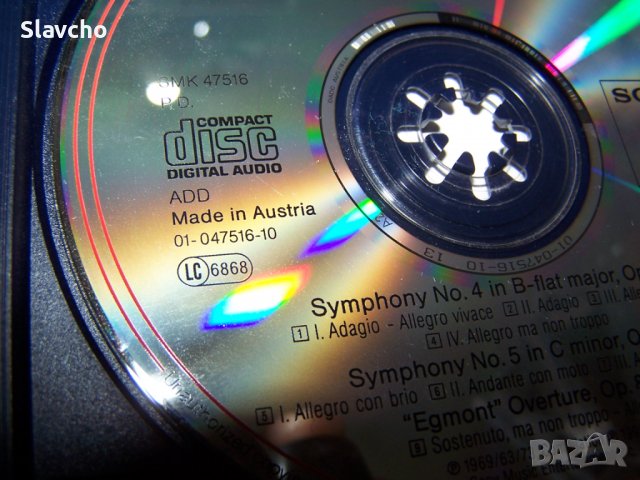 Компакт диск на LEONARD BERNSTEIN/ Beethoven Symphony No.5 Sony CD MINT, снимка 3 - CD дискове - 38076418