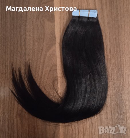 Естествена реми коса на ленти с лепило, снимка 2 - Аксесоари за коса - 40820633