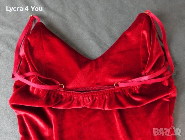 S секси червено кадифено боди с бяла пухкава заешка опашка, снимка 8 - Бельо - 42146519