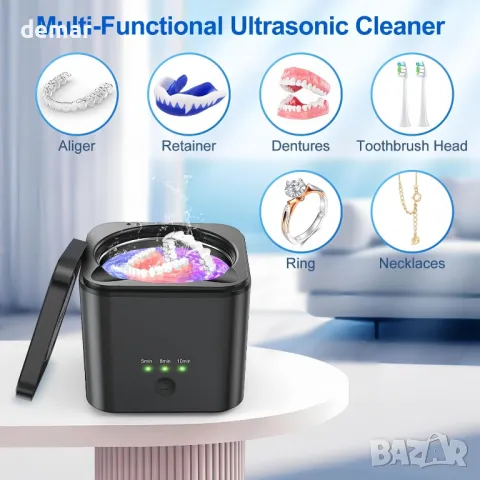 Ултразвуков почистващ апарат с UV светлина и синхронизация 45 kHz за протези, 200 мл, снимка 6 - Други - 47291443