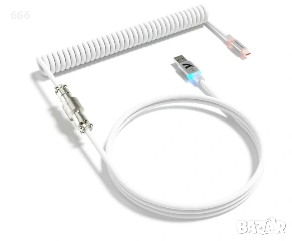 ATTACK SHARK C01 Ultra RGB спирален кабел за геймърска клавиатура Type-C към USB-A