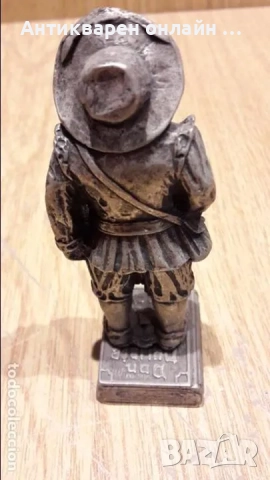 ДОН КИХОТ И САНЧО ПАНСА ОТ МЕТАЛ. 12 И 10 СМ, С ТЕГЛО 377 ГРАМА ЗА ДВЕТЕ ФИГУРИ.Месинг, снимка 4 - Нумизматика и бонистика - 52638629