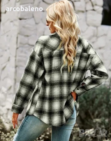 Дамска модна универсална карирана риза, снимка 6 - Ризи - 50537079