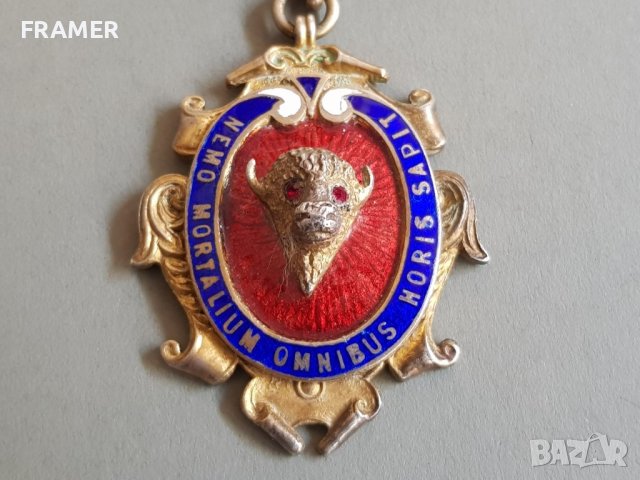Сребърен позлата емайл Триизмерен Медал Орден Масонски Англия Лондон  , снимка 4 - Антикварни и старинни предмети - 42484496