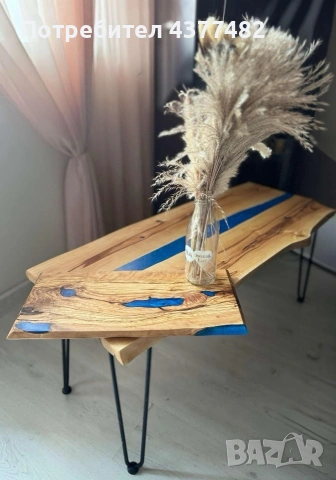 Холна маса от масивно дърво и епоксидна смола , снимка 5 - Маси - 53879969