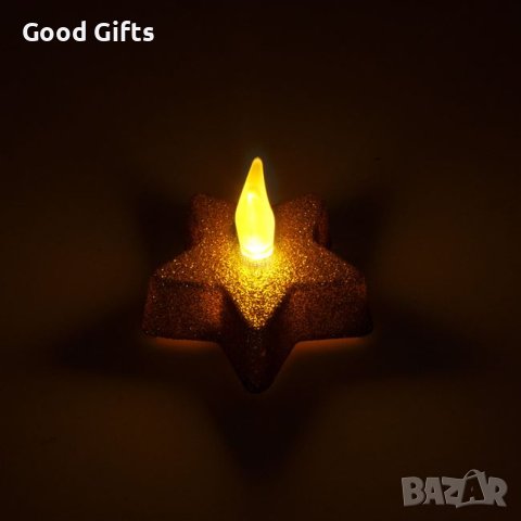 8 броя Златни Коледни LED свещи Звезди, снимка 2 - Декорация за дома - 42814587