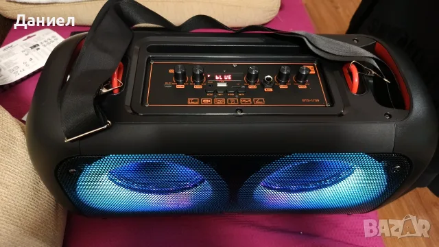 Нова караоке тонколона BRODU BTS-1709, Bluetooth, FM радио, LED, микрофон
