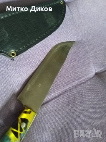 Ловен нож с калъф естествена кожа за колан 233х135мм острие, снимка 4 - Ножове - 44231600