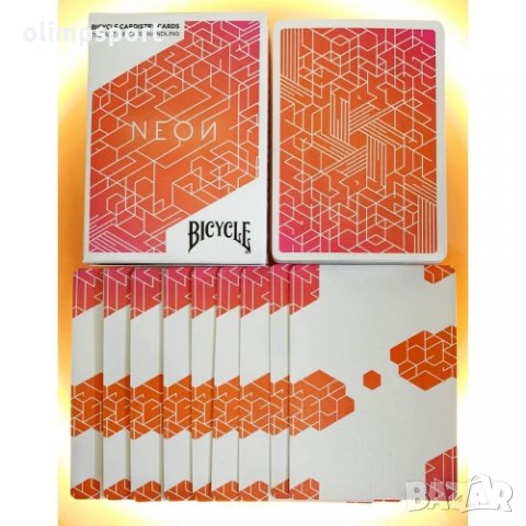карти за игра BICYCLE NEON ORANGE BUMP нови  Колодата Bicycle Neon Orange Bump е специално създадена, снимка 4 - Карти за игра - 31476289