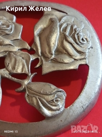 ВИНТИДЖ КАНАДСКИ КАПАК за СТЪКЛЕНА КУПИЧКА от КАЛАЙ с РОЗИ 52150, снимка 3 - Други ценни предмети - 52502544