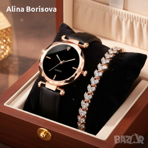 ✨ Елегантен дамски комплект – часовник и гривна в розово злато ✨ Подарете стил и блясък с този изклю, снимка 3 - Други - 53210864