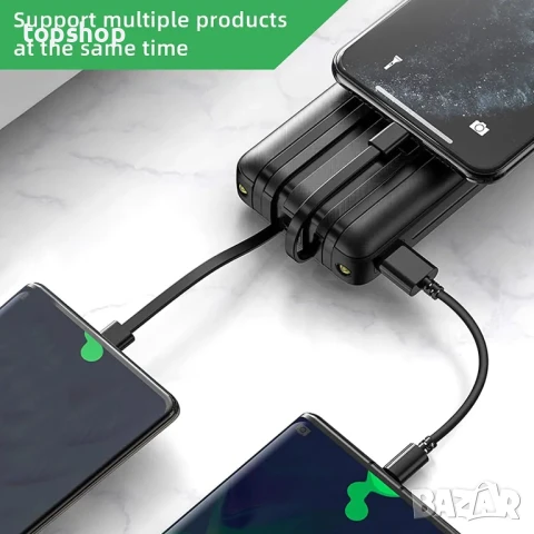 Нова Power Bank X4. Преносимо зарядно устройство с вградени кабели, 20000mAh 4 изхода 3 входа..., снимка 4 - Друга електроника - 50501443