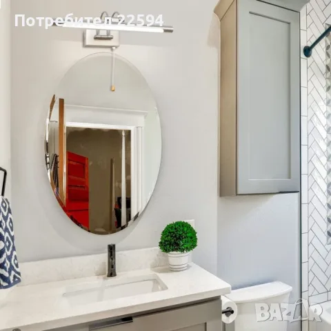 LED стенна лампа , 40 см. 8W IP44 въртяща глава с дръпващ ключ – Златиста, снимка 5 - Лампи за стена - 55907543
