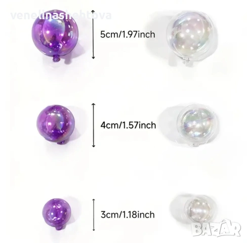 19 броя лилави прозрачни топчета топки за декорация на торта , снимка 2 - Декорация за дома - 54090989