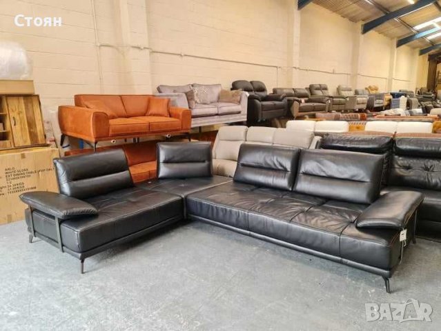 Черен кожен ъглов диван "ARTEMIS" с електрически облегалки в Дивани и мека  мебел в гр. Ямбол - ID39944913 — Bazar.bg