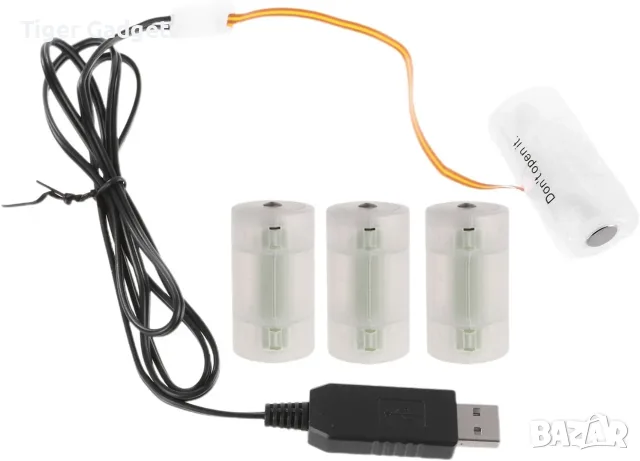 USB към 6V LR14/C Battery Eliminator – захранващ адаптер с 3 батерии и кабел, снимка 9 - Кабели и адаптери - 56068644