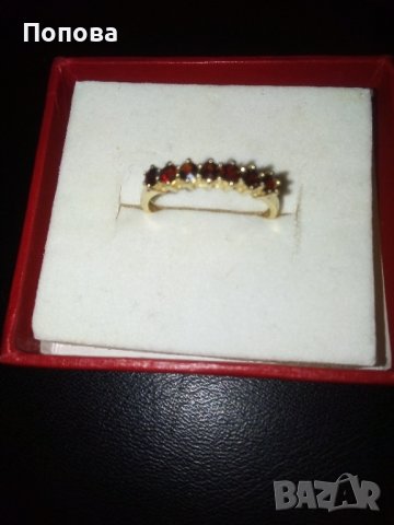 Фирмен златен пръстен с гранати, снимка 4 - Пръстени - 37308803