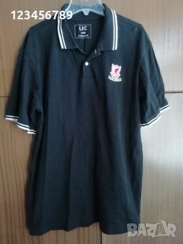 Liverpool Vintage Polo оригинална черна памучна тениска Ливърпул размер L ретро мъжка 