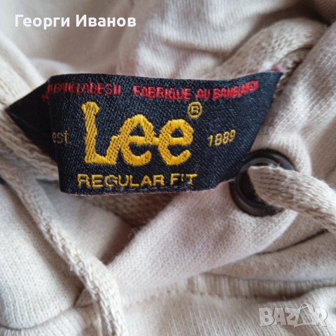КАТО НОВ LEE L/XL LOOSE HOODIE beige/melange sweatshirt суичър худи анорак Лий, снимка 4 - Суичъри - 52909439