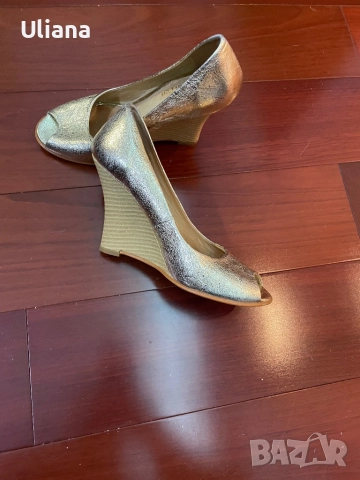 Дамски елегантни златни обувки Sara Pen кожа, снимка 4 - Дамски обувки на ток - 51919154