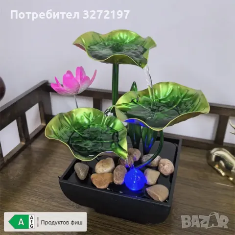 USB 3-степенен релаксиращ настолен,водопад-фонтан,LED пръстеновидна светлина за декорация, снимка 8 - Декорация за дома - 49764616