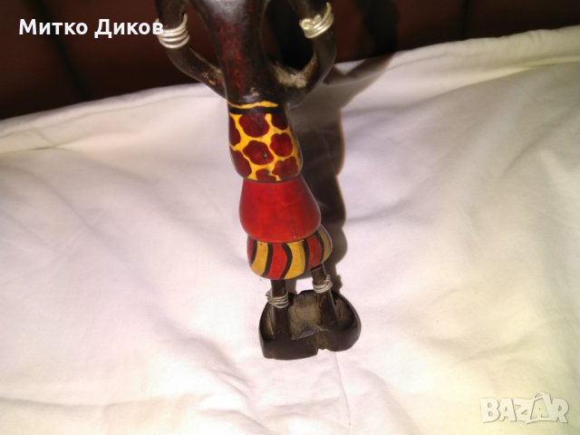 Африканска дървена фигура маска цветна височина 210мм, снимка 10 - Декорация за дома - 29114592