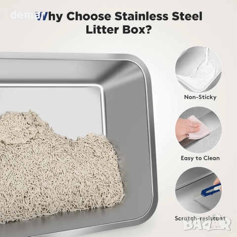 MIXJOY котешка тоалетна от неръждаема стомана с капак, XXL, сребриста, снимка 8 - За котки - 52672944