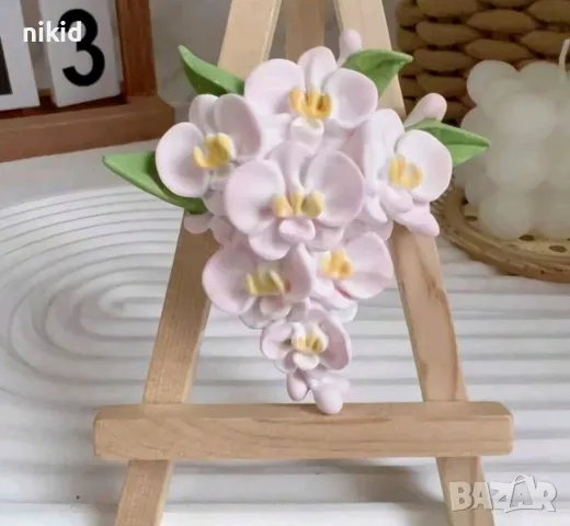 3d грозд Орхидея цвете силиконов молд форма фондан шоколад смола декор гипс, снимка 3 - Форми - 50171988
