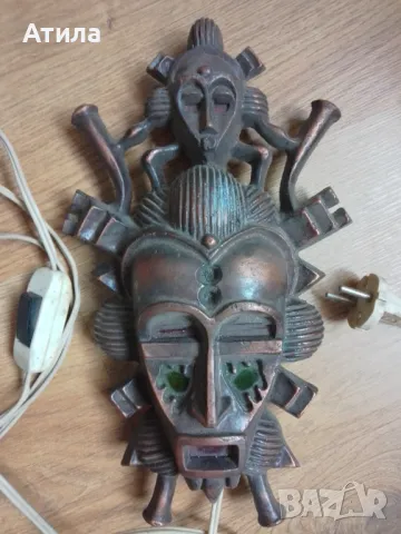 нощна лампа аплик метал цветно стъкло 32/18 см ссср, снимка 2 - Настолни лампи - 49697452