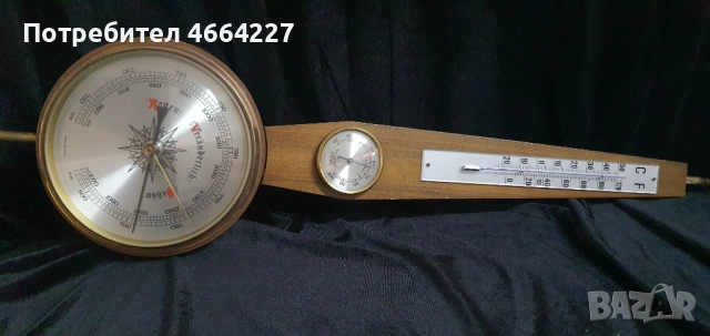 Антикварен банджо стил барометър, термометър и хидрометър 
