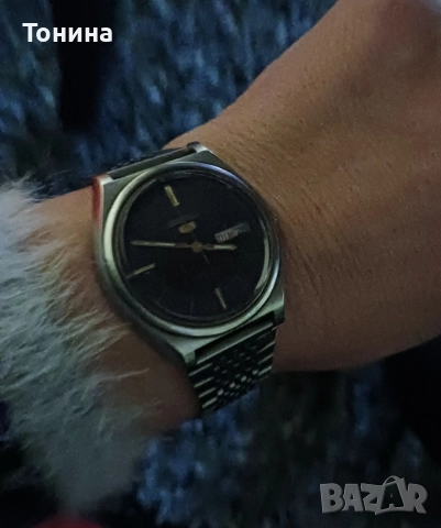Механичен самонавиващ часовник "SEIKO" със стоманена верижка. , снимка 4 - Мъжки - 52920475