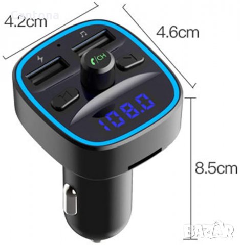 FM трансмитер Bluetooth 5.0, T25, ВОЛТМЕТЪР, MP3, micro SD, 2 x USB, 3.4А, снимка 5 - Аксесоари и консумативи - 34177439