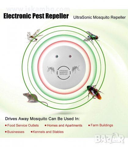 ЕЛЕКТРИЧЕСКИ УЛТРАЗВУКОВ УРЕД ПРОТИВ КОМАРИ И МУХИ - код 801, снимка 4 - Други стоки за дома - 34089859