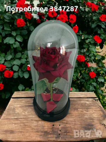 Красива осветена роза в стъкленица с красива подаръчна кутия, снимка 3 - Изкуствени цветя - 48582089