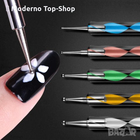 Комплект от 5 бр двустранни инструменти за точки с различни размери/маникюр, снимка 3 - Продукти за маникюр - 34171591