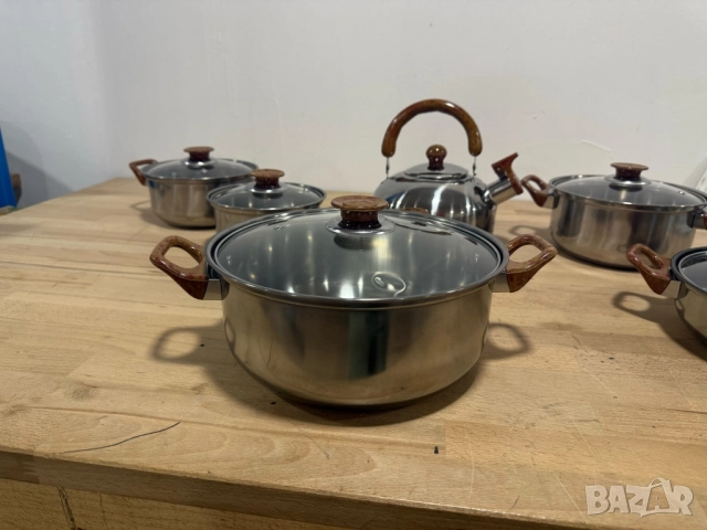 Комплект тенджери + подарък кухненски прибори розов, черен или зелен цвят DJ37+TV1316, снимка 13 - Прибори за хранене, готвене и сервиране - 51970829