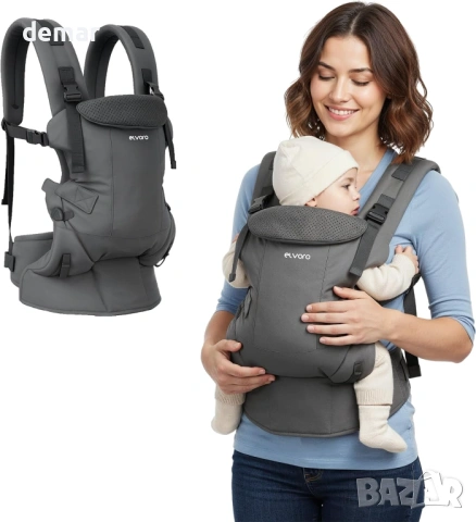 Бебешко кенгуру, регулируемо за бебета и малки деца, сиво