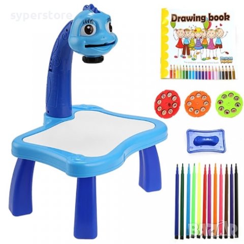 Детска масичка за рисуване с лапмпичка и фолмастри Digital One SP00671 ym6886, от 3г нагоре синя, снимка 2 - Рисуване и оцветяване - 39715966