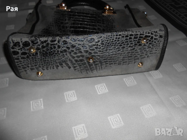 Черна кожена чанта genuine leather Made in Italy, снимка 9 - Чанти - 50687727