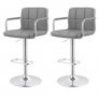  Комплект от 2 броя бар столове, изк. кожа, метал, подлакътник, въртящ, сив -2% Ново, снимка 1
